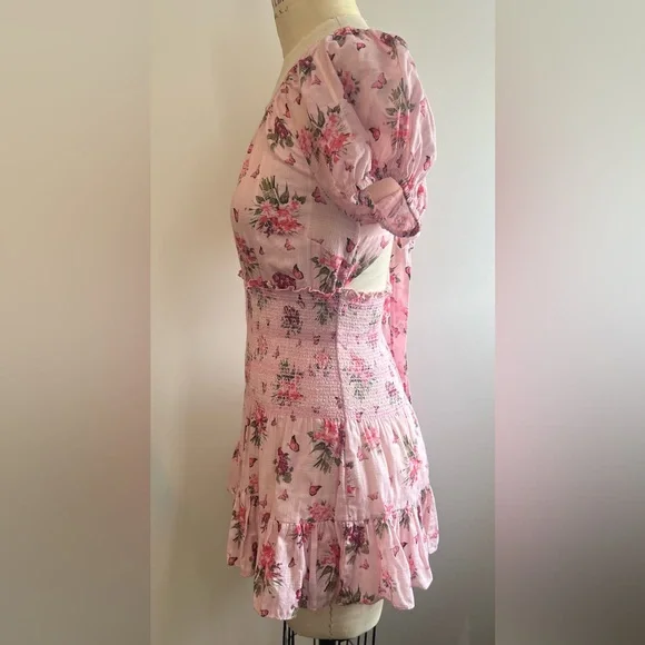 Floral Pink Smocked Dress - Picture 4 of 6